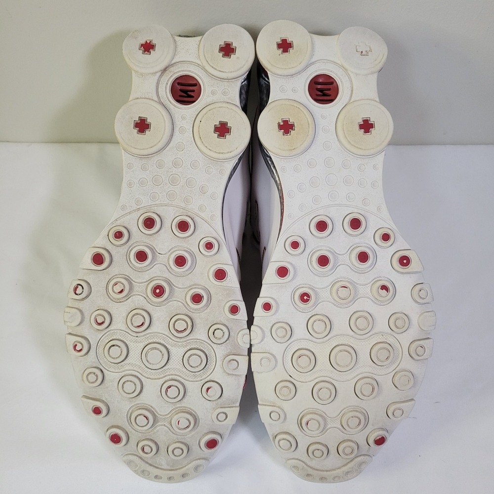 Nike Shox NZ White Varsity Red Metallic Silver Mens 12 Running Shoes 325201-127 - Picture 7 of 8